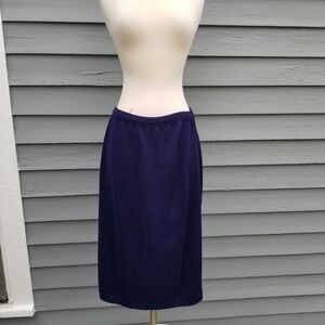 Vintage 80s Retro Pin Up Carriage Court Navy Blue Santana Acrylic Knit Skirt Md
